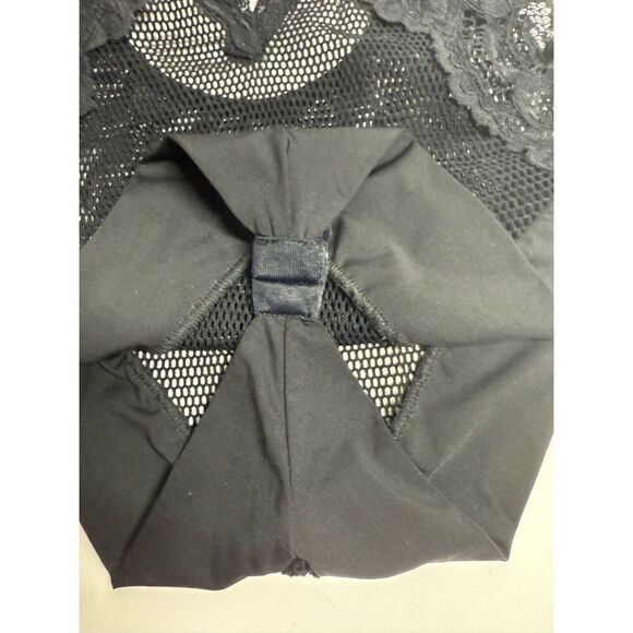 FREDERICK'S OF HOLLYWOOD Bodysuit Black Size M/lLace Sheer - Picture 4 of 8